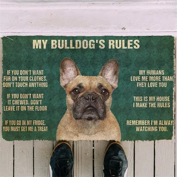 3D Lütfen Unutmayın Bulldog'un ev Kuralları Paspas Kaymaz Kapı Paspaslar dekor Sundurma Paspas