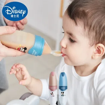 Disney Mickey bebek besleme kaşığı Minnie Kaşık Şişe Besleyici Damlalıklı Silikon Kaşık Besleme İlaç Çocuklar Çatal bıçak takımı