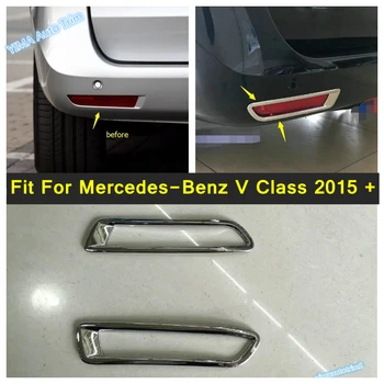 Lapetus Aksesuarları Mercedes-Benz V Sınıfı 2015-2021 ABS Krom Arka Tampon Sis Lambası lamba çerçevesi Kapak Trim Dış Parçalar