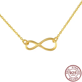 Moda 925 Ayar Gümüş Kolye Kişiselleştirilmiş 8 Infinity Aşk Klavikula Kolye Bayanlar Hediyeler Takı Altın Renk Aksesuarları