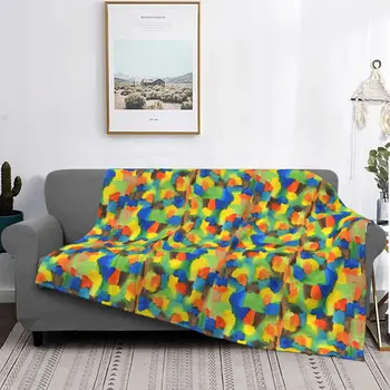 Suluboya Renkli Fırça Darbeleri Battaniye Polar Dekorasyon Ultra Yumuşak Atmak Battaniye Yatak Yatak Odası Peluş İnce Yorgan