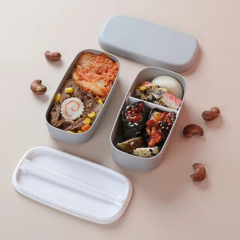 Çocuklar Taşınabilir Güvenlik Malzeme yemek kabı 2 Katmanlı Bireysel Bento Kutusu Mikrodalga Yemek Lunchbox Gıda Konteyner ile Chopstick