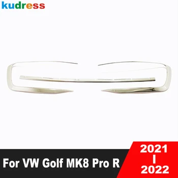 Ön Başkanı İşık Lambası Kapak Trim İçin Volkswagen VW Golf 8 MK8 Pro R 2021 2022 Paslanmaz Araba Far Kalıp Şerit Aksesuarları